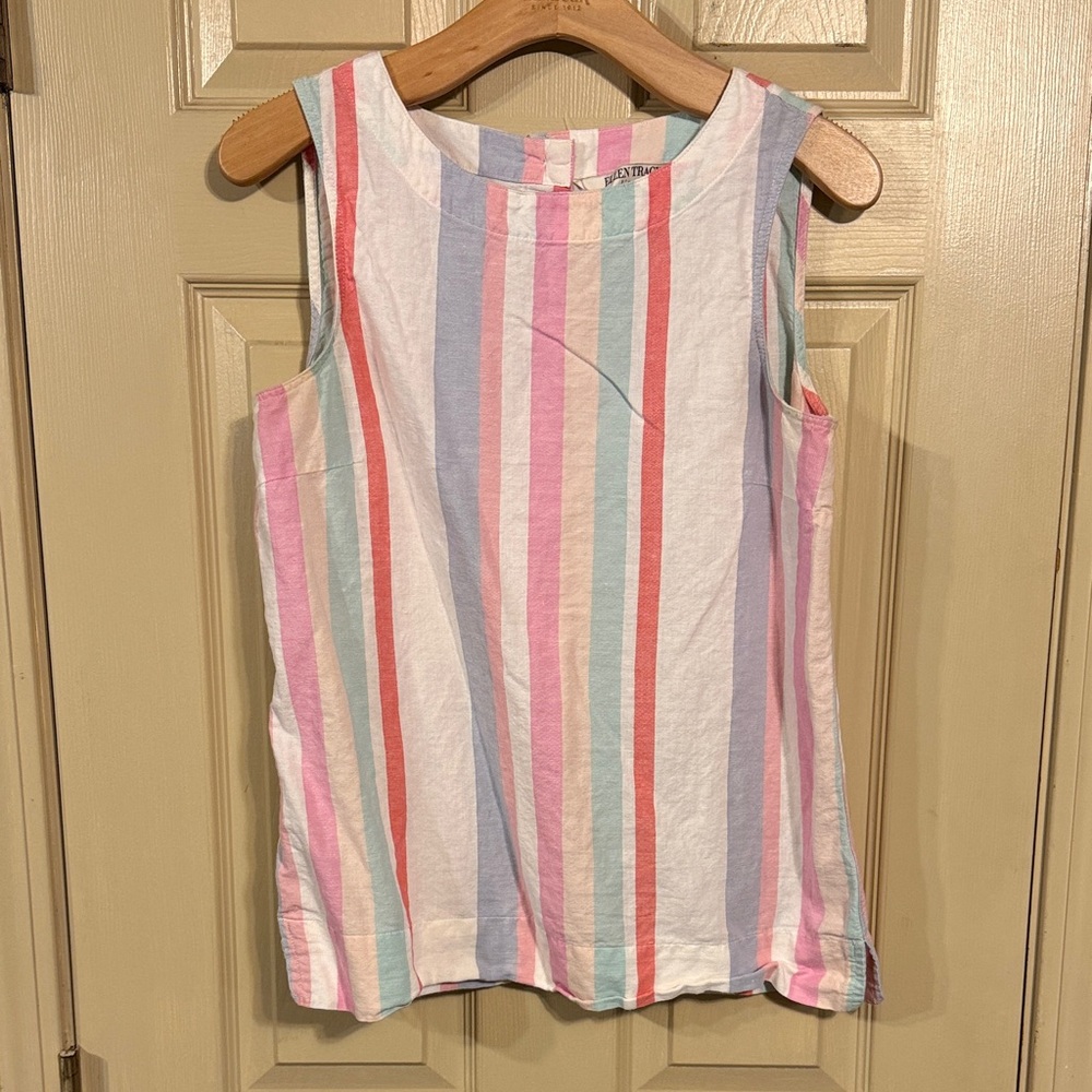 Ellen Tracy Pastel Striped Linen Top
